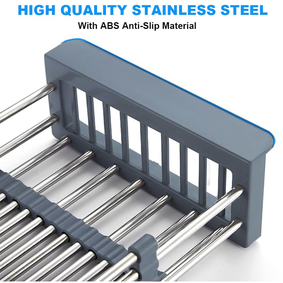 BLYPHOO Dish Drying Rack Kitchen Sink Organizer: Expandable Stainless Steel Dish Drainer – Rustproof Sink Dish Drying Rack – Upgraded Dish Racks for Kitchen Counter with Adjustable Arms Holder