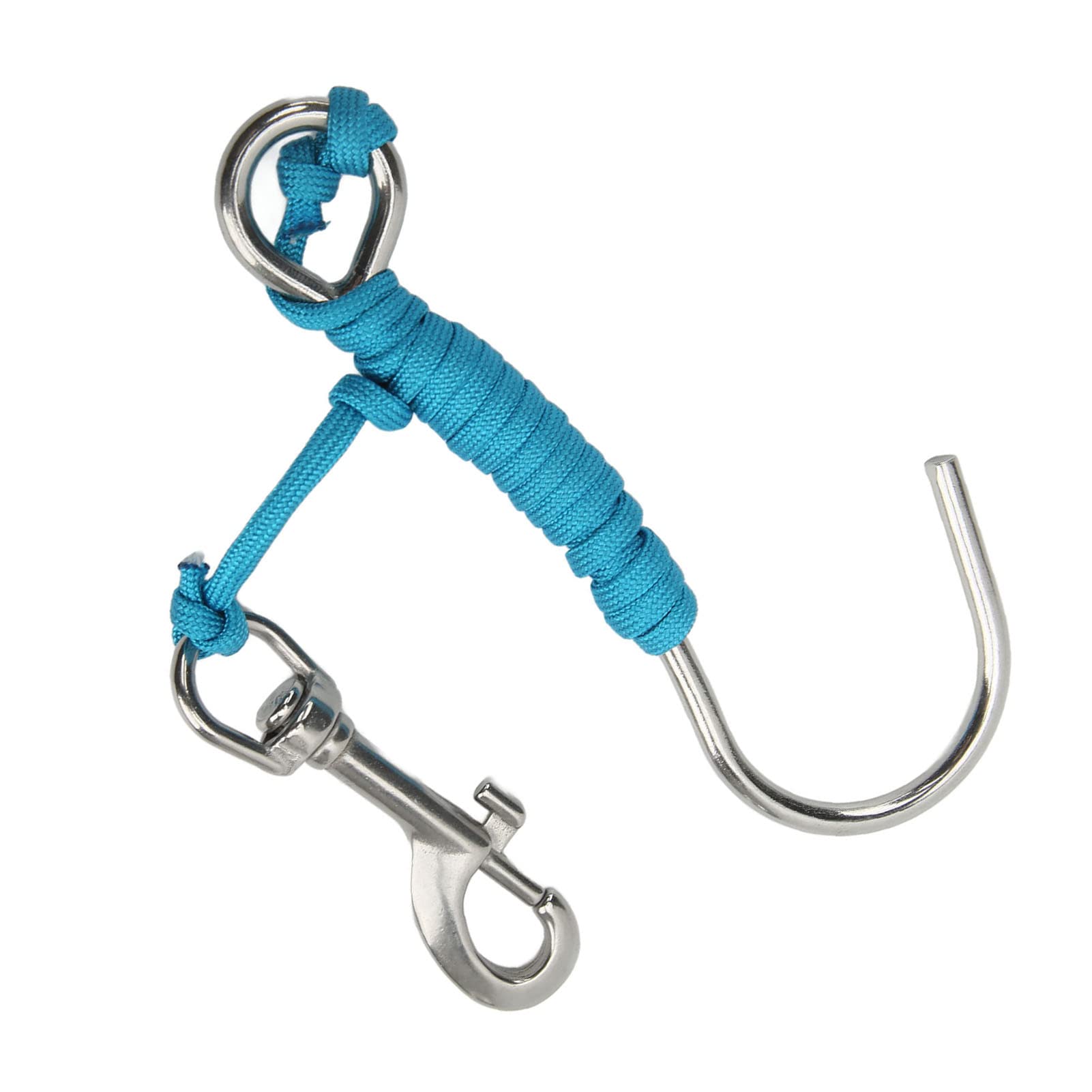 TANIQIACA Scuba Diving Drift Hooks with Line and Stainless Steel Clip, Ideal for Underwater Photography, Cave Diving, and Drifting, includes Nylon Line and Carabiner,