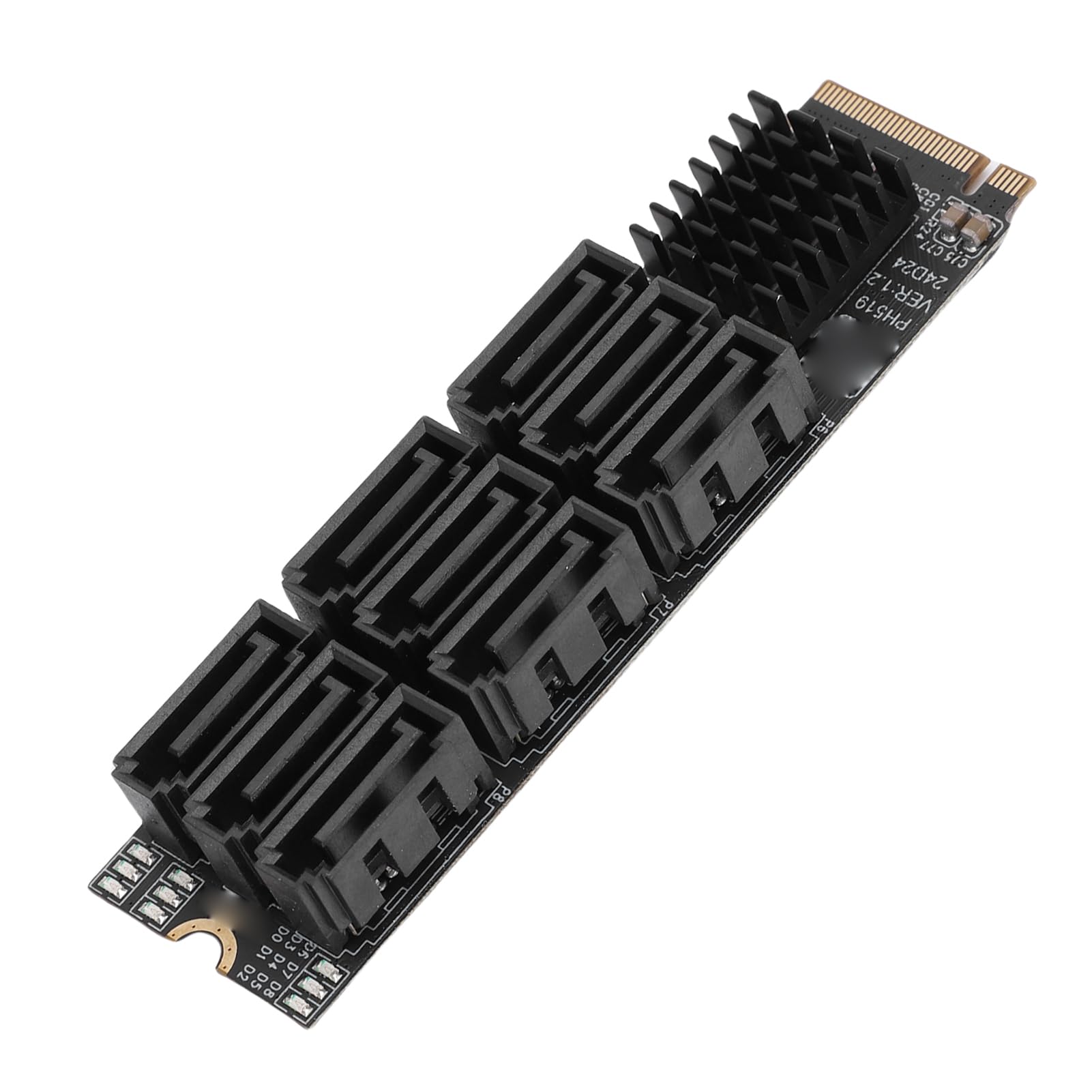 Fockety Adaptador M.2 a 3.0, Tarjeta de Expansión de Alta Velocidad con Interfaz PCIe 3.0 X2 de 9 Puertos, Convertidor PCIe a con Refrigeración por Disipador Térmico de Aluminio para PC de Escritorio