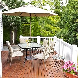 Kotek 32 patio table with umbrella hole outdoor bistro table wtempered glass top sturdy metal frame square patio dining table coffee table for garden balcony poolside  urban country home decor