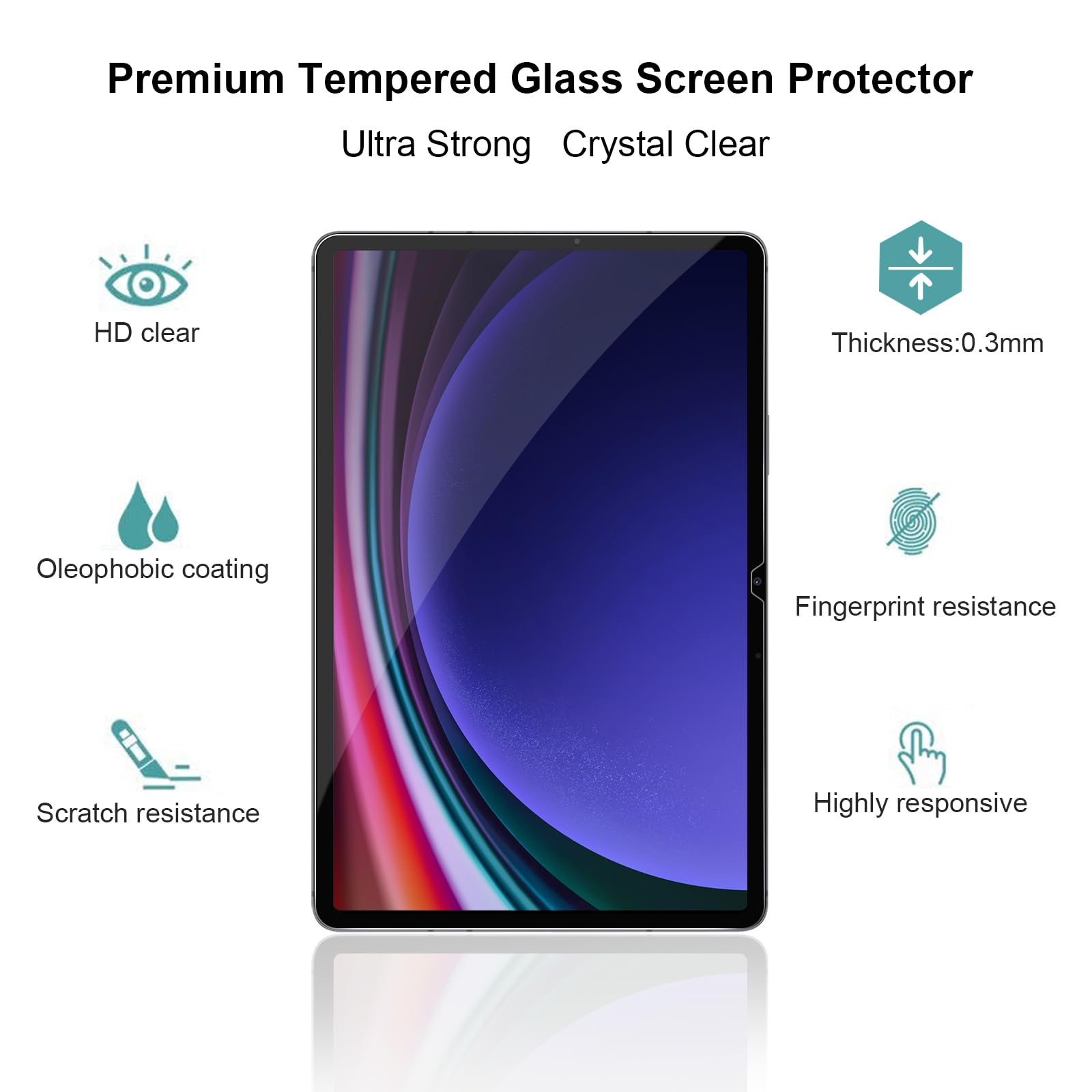 Gerutek Pellicola Protettiva per Samsung Galaxy Tab S11/S10 Lite/S10 FE/S9 FE/S9/S8/S7, Vetro Temperato 9H AntiGraffio