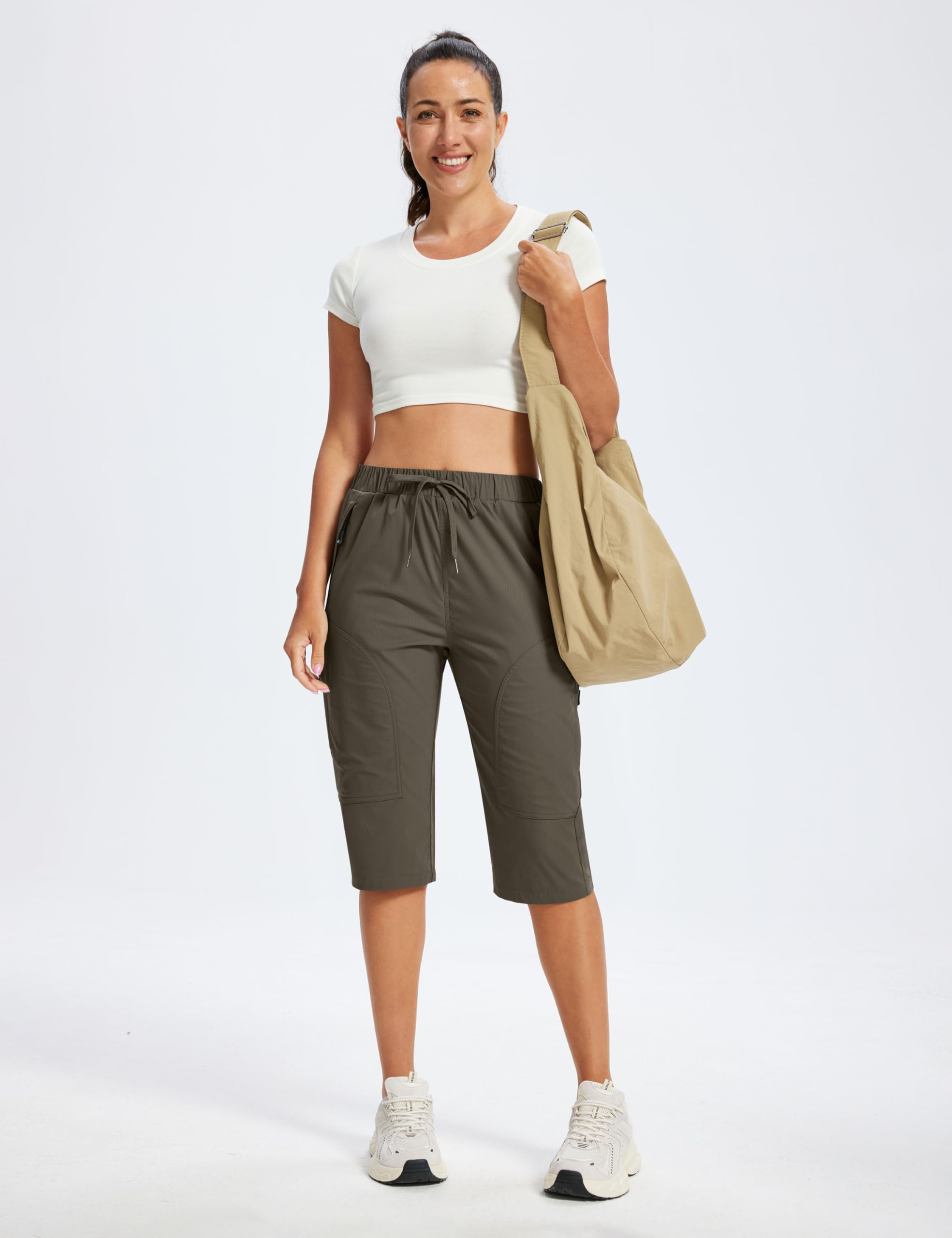 MoFiz Pantalones Cortos de Trekking Mujer Bermudas Secado Rápido 3/4 Pantalones de Senderismo Acampada Marcha Safari Deporte Shorts con 5 Bolsillos