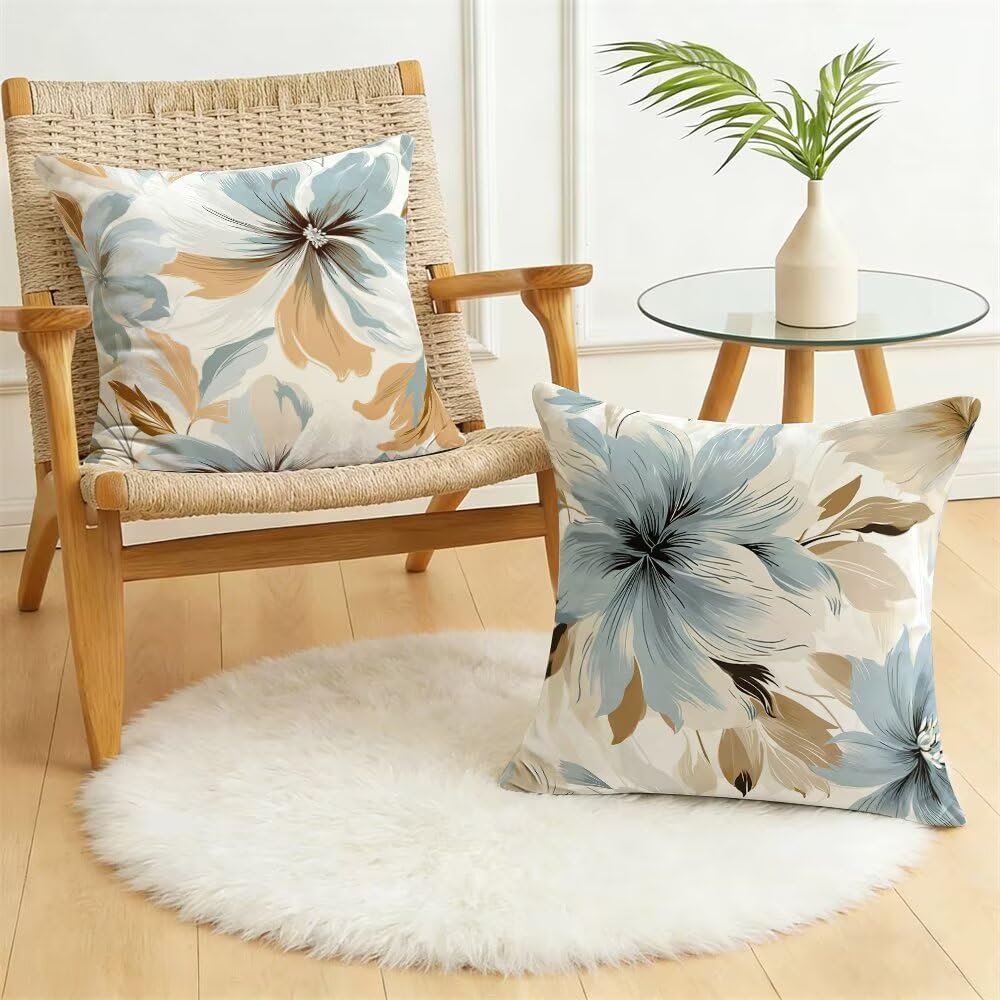 Federe Cuscini Divano 65x65 cm Federe Morbido Copricuscini Astratto in Velluto, 2 Pezzi Copri Cuscini per Divano Moderno Quadrati Decorativi Federa Cuscino Fiori per Camera da Letto Soggiorno (IU59)