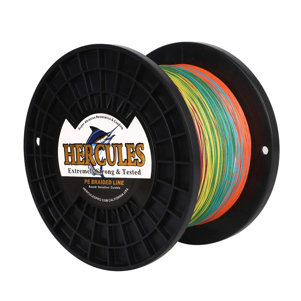 Hercules Braided Fishing Line 1500m 1640yds 10lbs-200lbs Pe Superline 8 Strands (Multicolor 200lb/90.7kg 0.75mm)