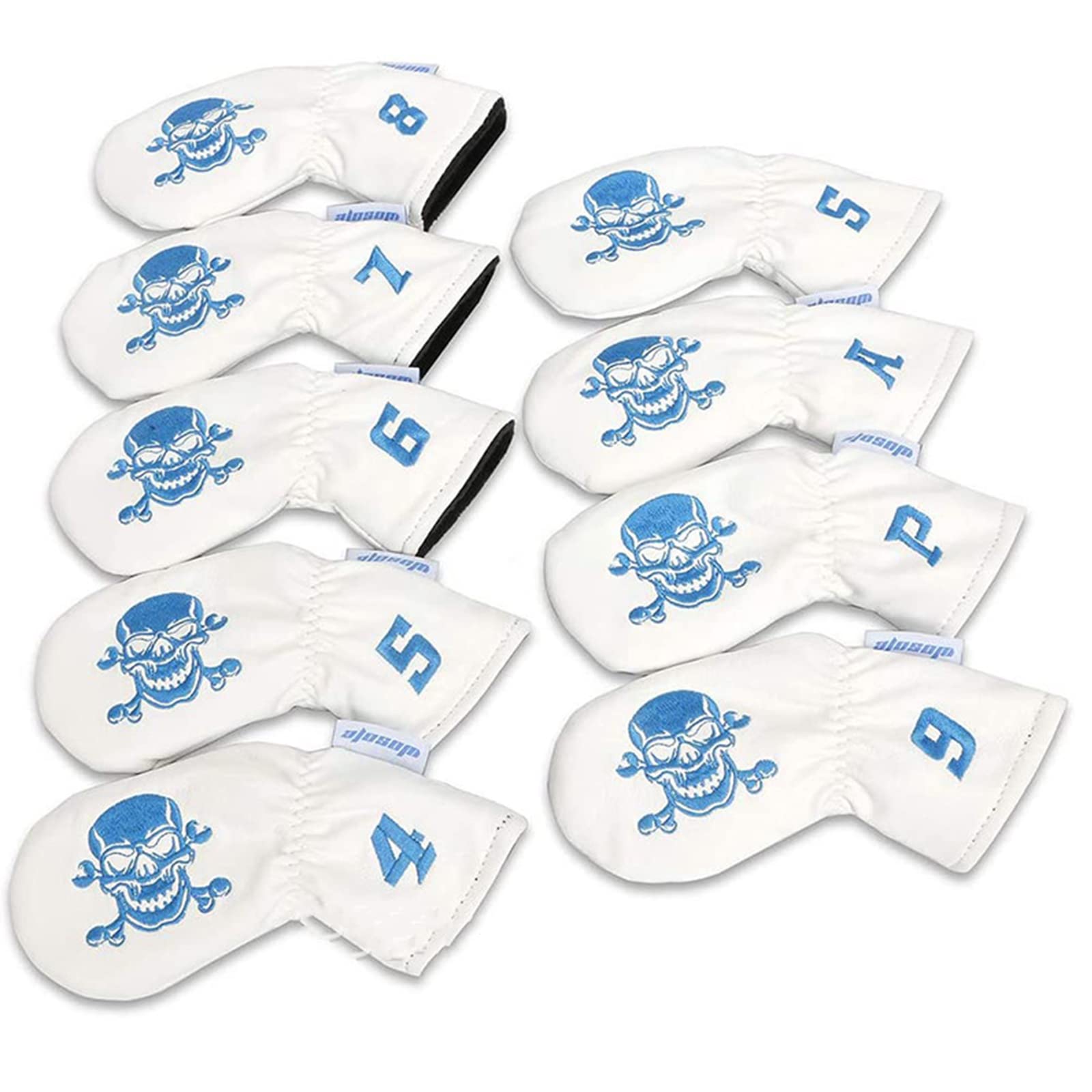 9 Pz/Set Coprimazza da Golf Copricapo in Pelle PU Cranio Ferro Copre Impermeabile Durevole Esteso Putter da Golf Protettore Accessori da Golf