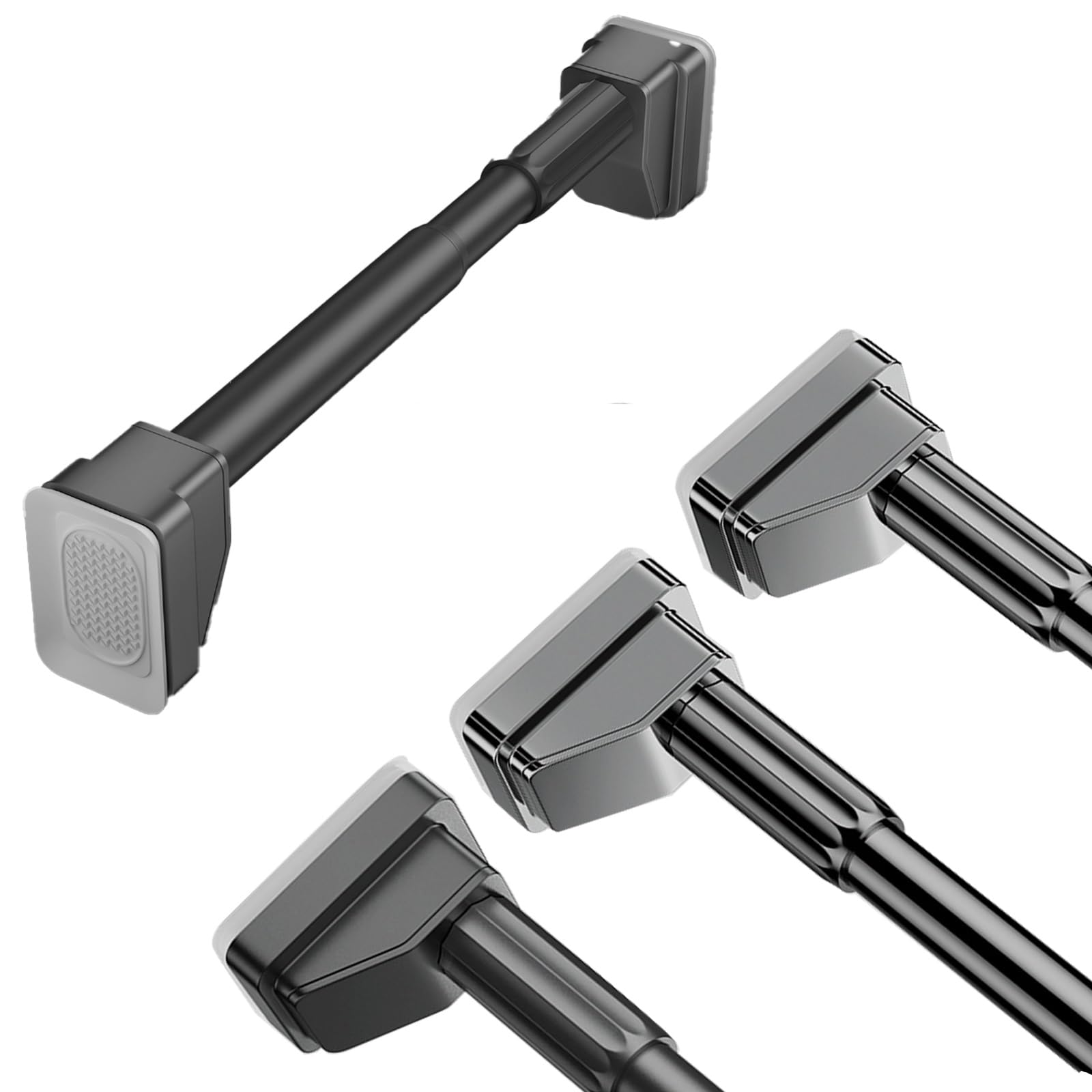 WQPMNYG Adjustable No Drill Shower Curtain Rod, Rustproof Tension Rod 40-500cm, Space-Saving Extendable Shower Pole, Easy Installation - Gray (160-250cm)
