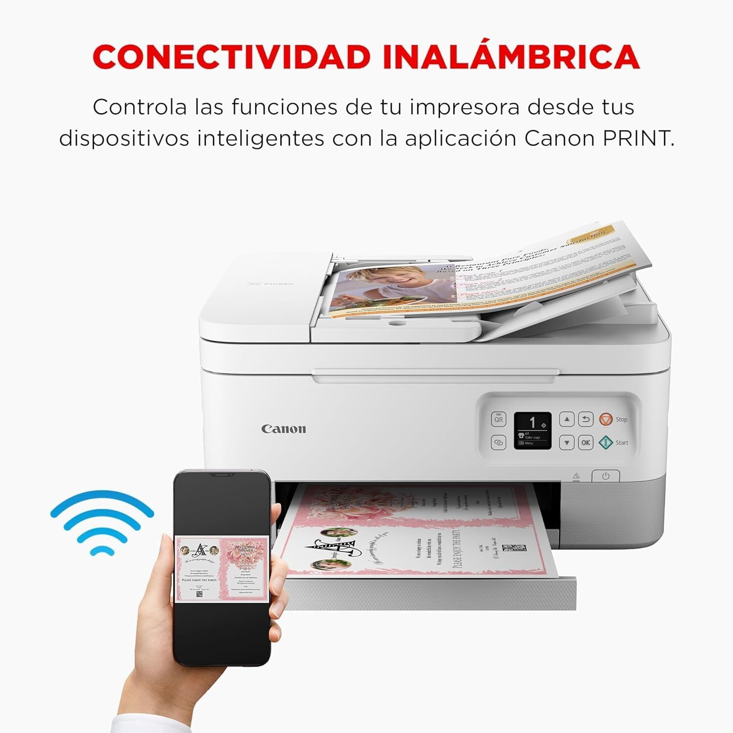 Canon Pixma TS7451i Impresora Multifunción 3 en 1, Sistema de Inyección de Tinta, Impresión, Escaneo y Copia, WiFi, Pixma Print Plan, Impresión a Doble Cara, ADF de 35 Hojas, Bandeja Posterior,Blanca