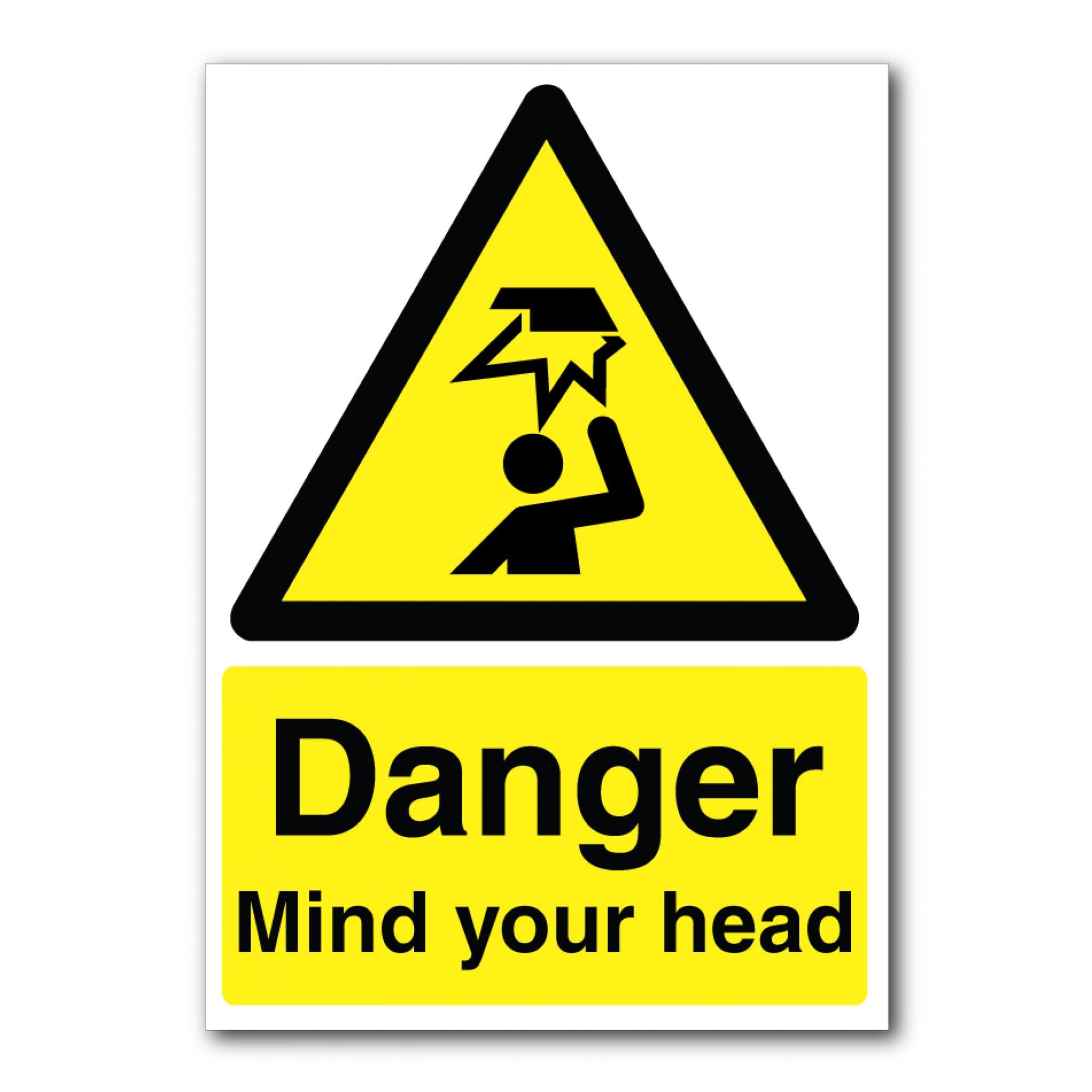 Danger Mind Your Head Sign L11005, 12x8 Inch Metal Tin Sign, Overhead Hazard Warning Safety Sign