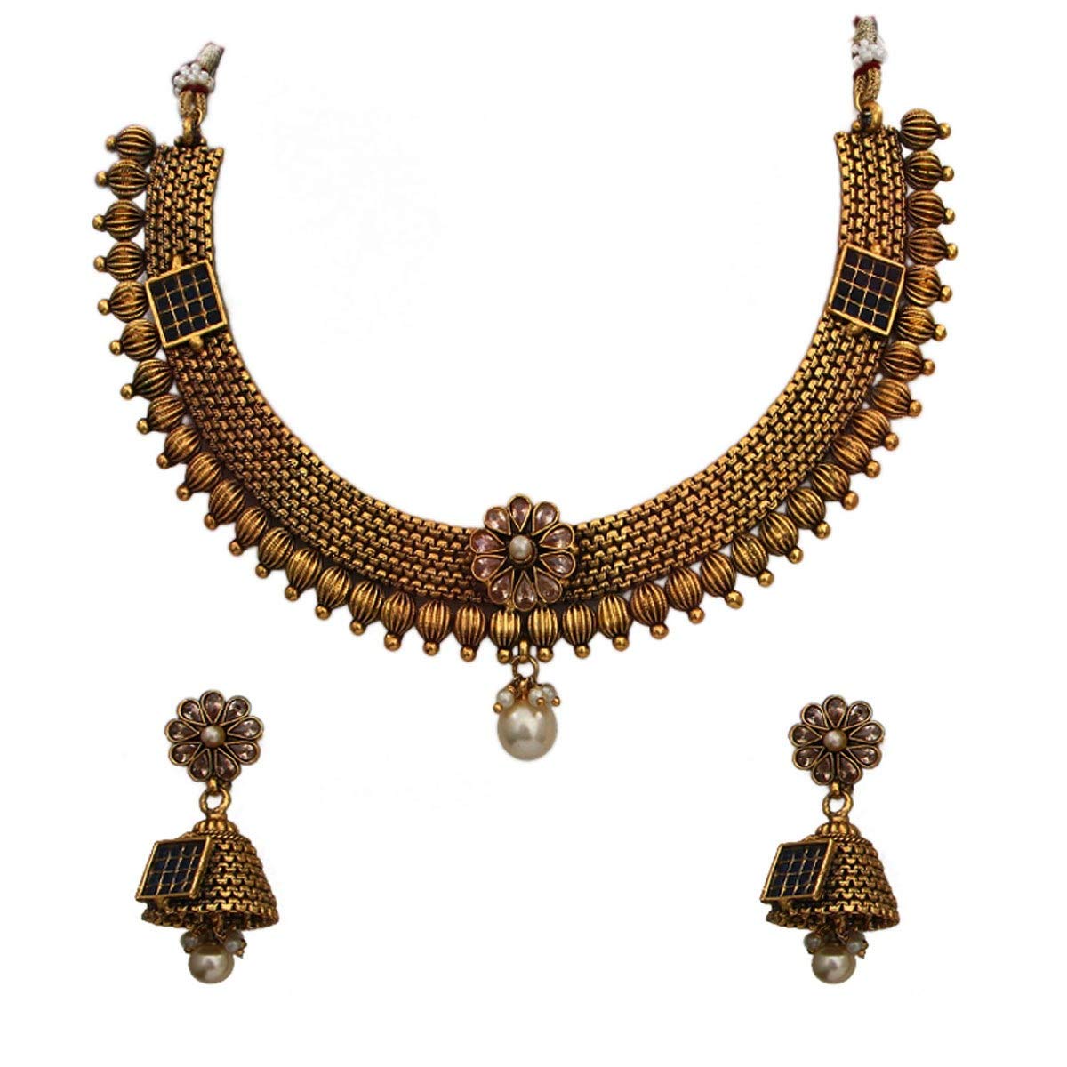 Pendientes de cristal blanco y perla con elegante chapado en oro-cobre de vestir 3