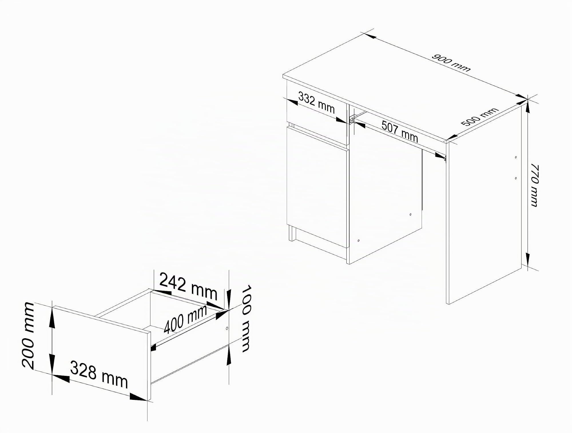 AKORD | Scrivania con Ripiano per Tastiera, Cassetto e Armadietto Sul Lato Sinistro | Scrittoio per Ufficio | Scrivania per Computer PC Laptop | Salvaspazio | 90x77x50 cm | 30 kg Bianco/Rovere Sonoma