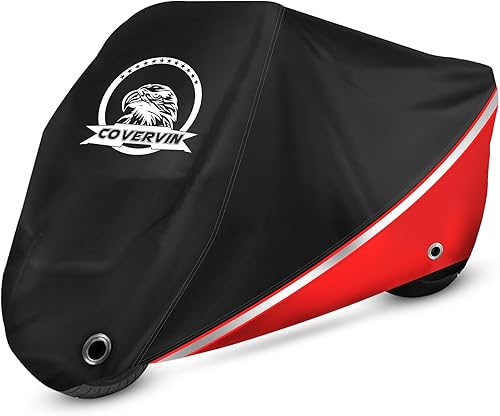 COVERVIN Funda para motocicleta, funda impermeable para motocicleta, tela 210D, duradera y a prueba de desgarros, funda para vehículo de 96 pulgadas