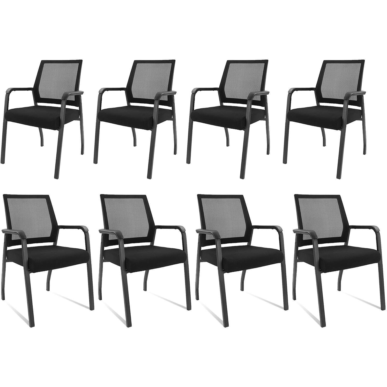 KLASIKA Ergonomic Mesh Guest Chair – No Wheels, Lumbar Support Design, Thick Cushion & Padded Arms – for Office Reception, School, Church Waiting