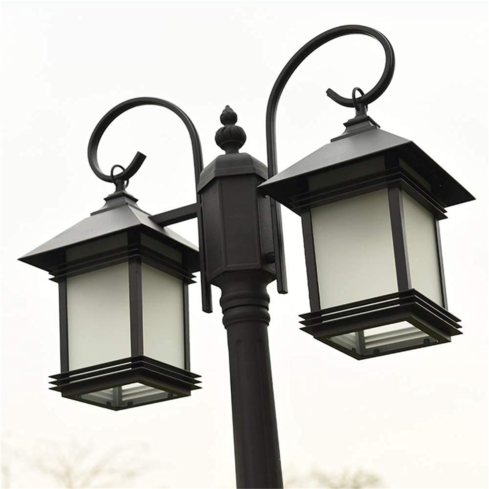 Solarne lampy słupkowe lampa zewnętrzna lampa słupkowa, zewnętrzne światła ogrodowe wysokie światła E27 światła drogowe IP65 wodoodporne wysokie lampy uliczne aluminiowa szklana lampa filarowa
