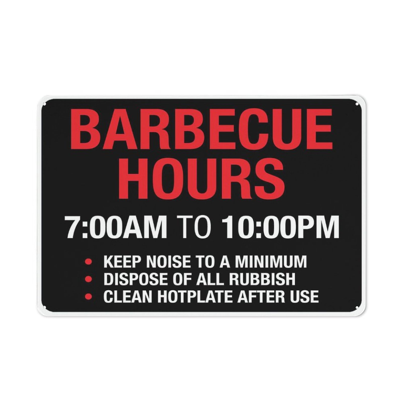 Barbecue Hours 7Am To 10Pm Sign For Business 8""X12"" Rust Free Aluminum Uv Printed,4 Pre-Drilled Holes.Durable/Weatherproof