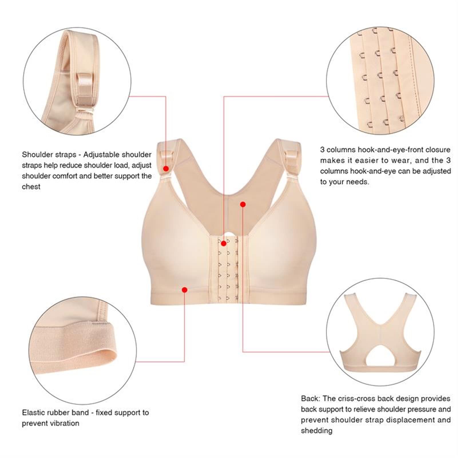 TTDGYYXW Sujetadores postoperatorios para cuerpos de Talla Grande, Gancho de Cierre Frontal, Copa posquirúrgica, Tops Abiertos completos, Sujetador para Mujeres