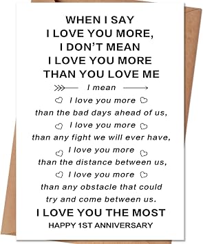 1st Wedding Anniversary Card Gifts for Wife Husband, Happy One Year Anniversary Card Gifts for Him Her, First Aday Day Gift, 1st Year Anniversary card Gift Ideas