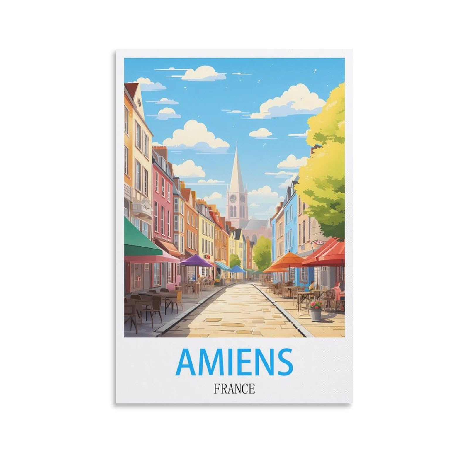 Vintage Metal Tin Sign,Amiens Frances,Travel Tin Signs Metal Poster Wall Decor Office Cafe Bathroom Badroom 30x40cm