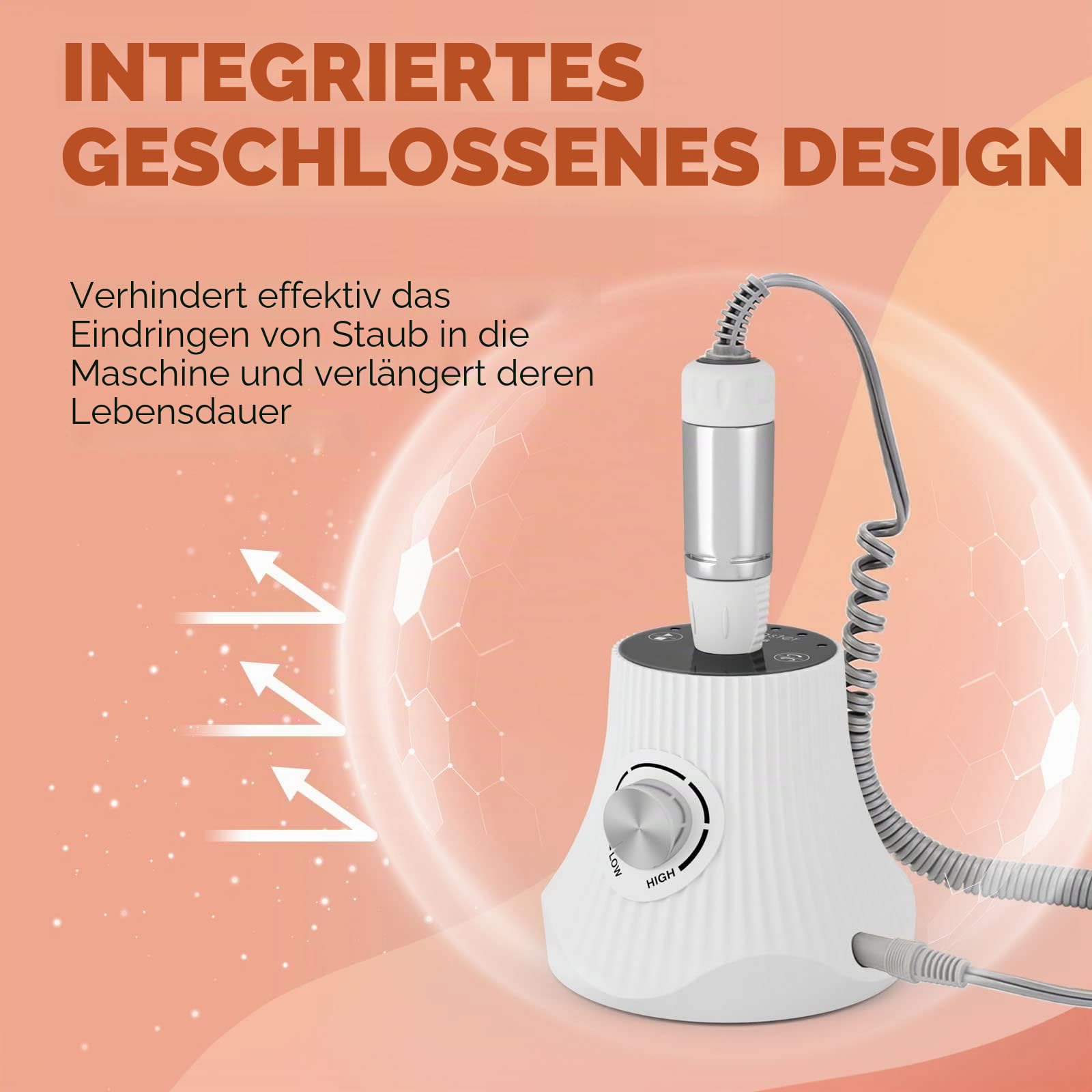 Nagelfräser JCMaster, Nagelfräser für Gelnägel 30,000 U/Min, Fräser für Gelnägel Acrylnägel inkl 4x Bits für Anfängern, LED-Anzeige Maniküre Pediküre Set für Nagelstudio