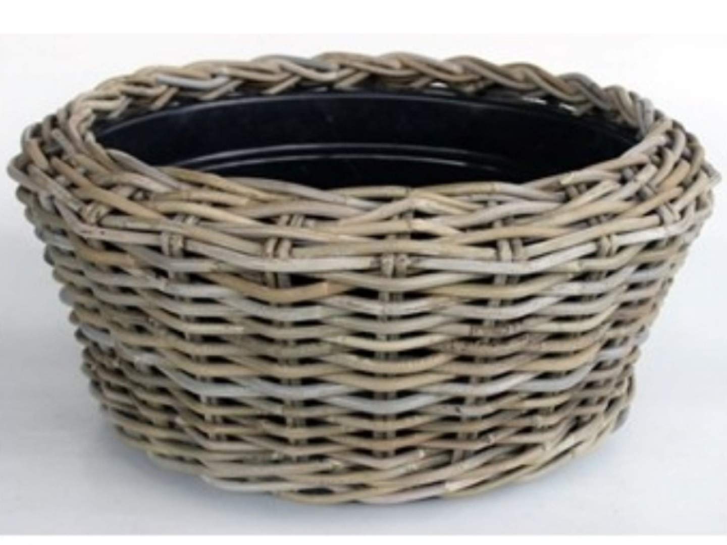 Drypot® Pflanzschale Rattan grau, D55 x H24 cm