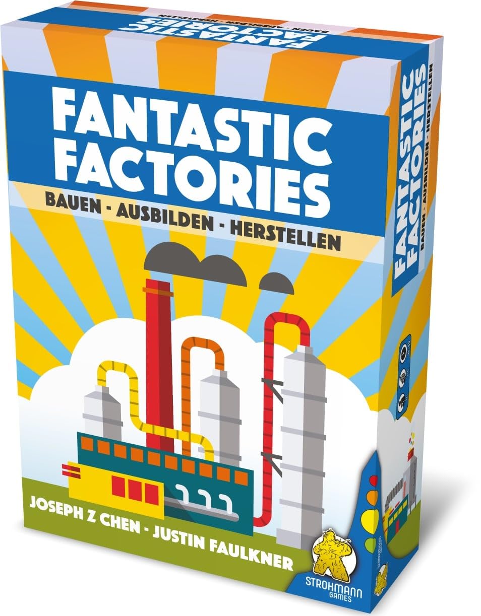 Strohmann Games, Fantastic Factories, gra podstawowa, rodzinna, gra planszowa, dla 1-5 graczy, od 12+ lat, 45+ minut, niemiecki