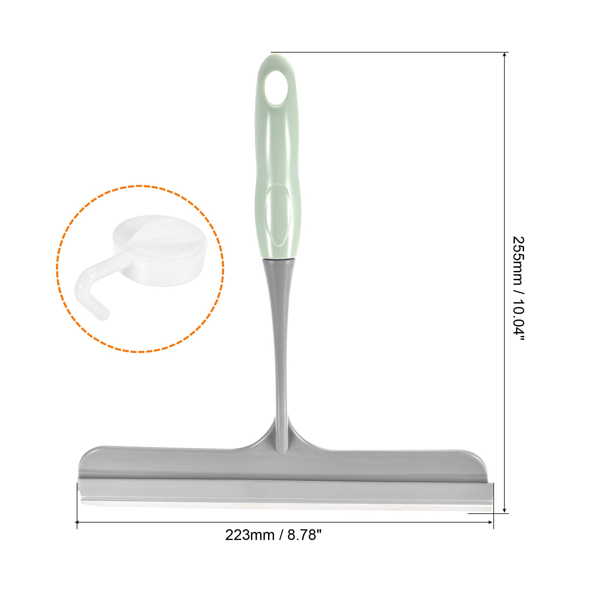 MECCANIXITY Shower Squeegee Glass Wiper with 2 Hooks for Glass, Shower Door, Marble Wall, Bathroom, 255mm, Blue