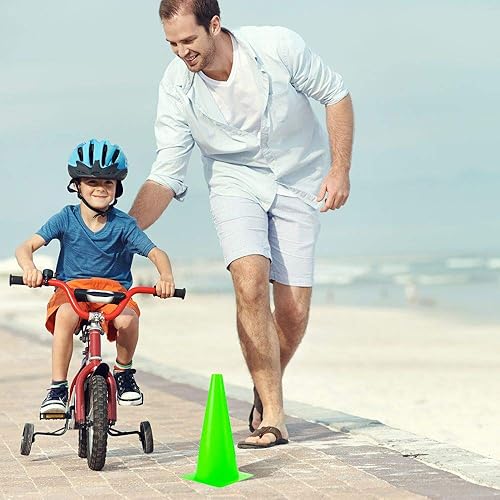 Miniatura 5 de Conos deportivos de entrenamiento de tráfico de 12 pulgadas, paquete de 10 conos de seguridad verdes, conos de baloncesto de fútbol para taladros,