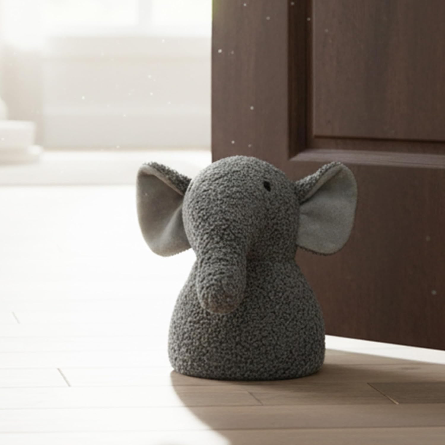 Decorative Elephant Door Stopper - Heavyweight 2.3 lb. Fabric Holder for Home and Office - Cute Animal Design to Keep Interior Doors Open, Prevent Damage, Protect Children & Pets - Gray