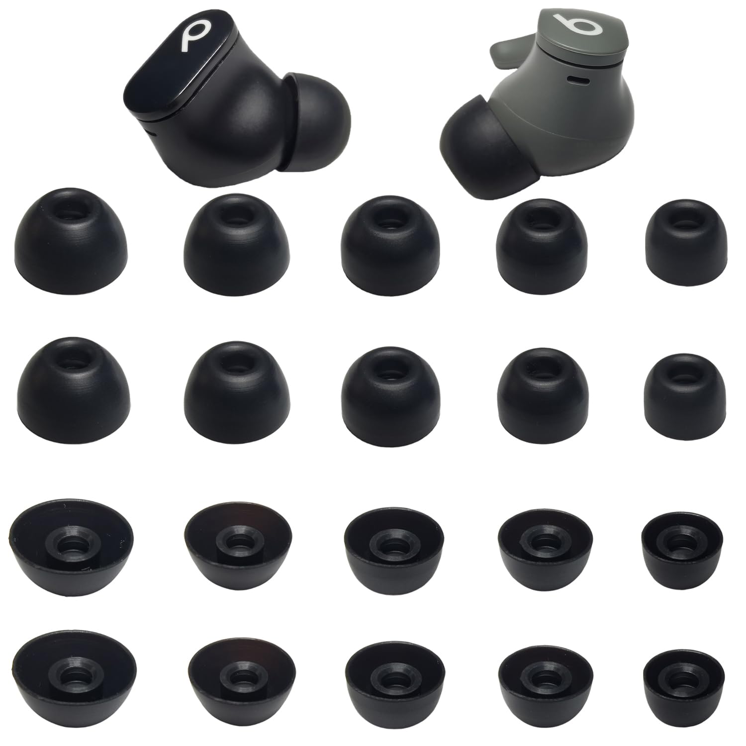 Replacement Ear Tips for Beats Earbuds, Powerbeats Pro 2, Studio Buds | 10 Pairs XS/S/M/L/XL, Silicone Earbuds Tips for Beats Fit Pro & Solo Buds, Noise Isolating Accessories, Black