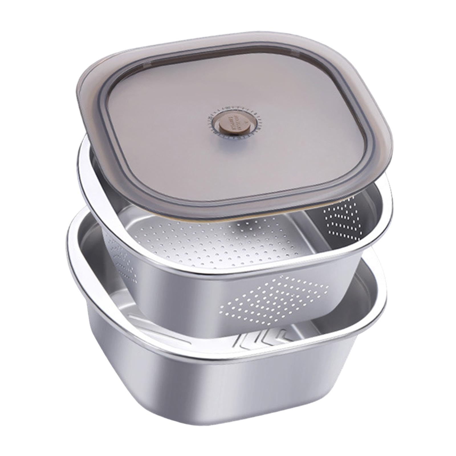 Edelstahl Sieb Schüssel Paket Pasta Reissieb Aufbewahrungsbehälter Mischschüssel mit Deckel für Haushalt Küchengebrauch, 3600 Ml