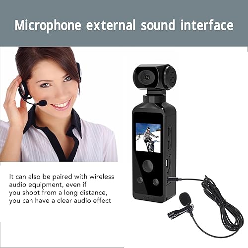 Miniatura 6 de Cámara de acción de mano, videocámara de bolsillo con WiFi 4K HD giratoria de 270 para filmar videos de vlog de viaje, con clip de micrófono, funda