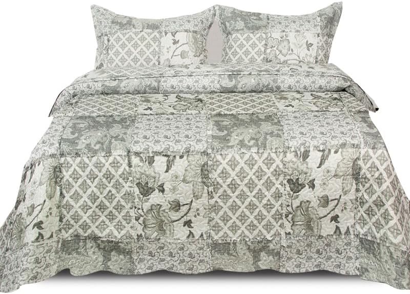 Quilt Patchwork Bedspread 3 Piece Set – Coverless Quilted Bedspread, Comforter Throw, Summer and All-Season Lightweight Bedding Sets, with 2 Pillow Sham - (Rose Noir, Super King)