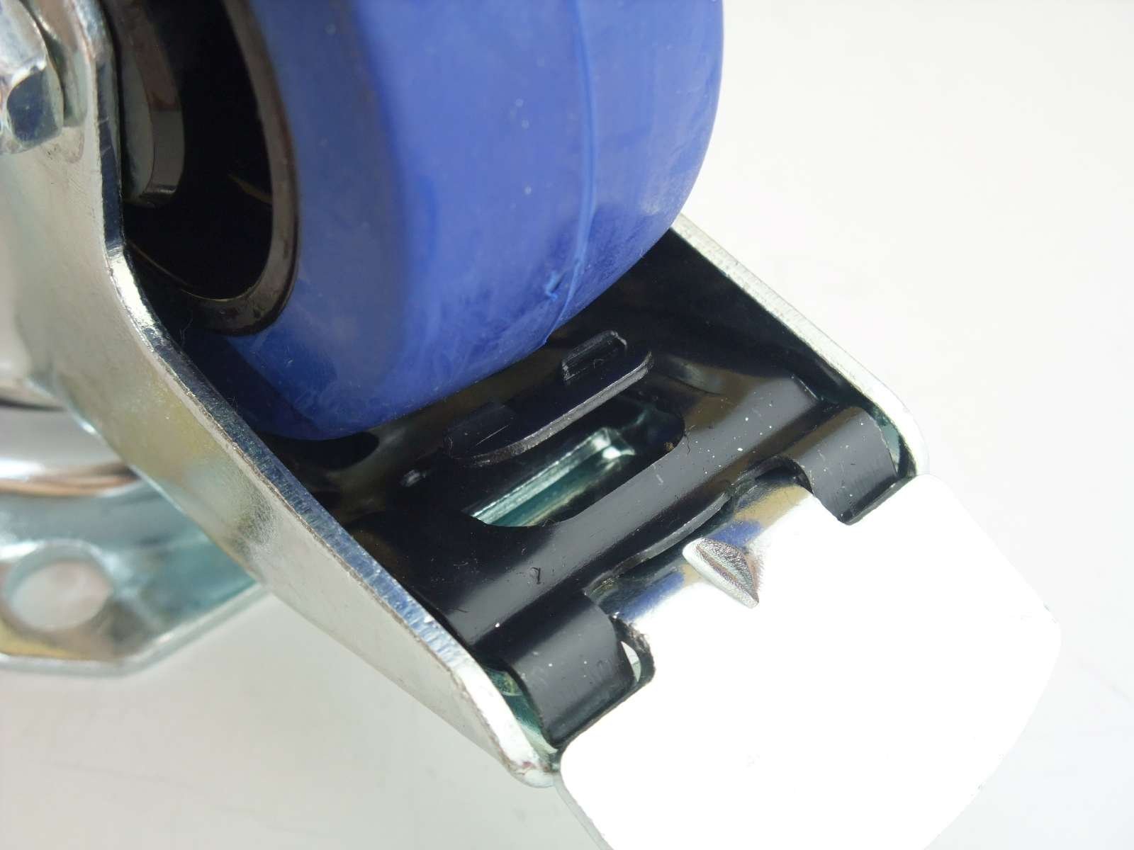 4 Stück 80mm Blue Wheels mit Bremse/Feststellbremse Lenkrollen Transportrollen 140kg / Rad - INDUSTRIEQALITÄT (4 x Brems)