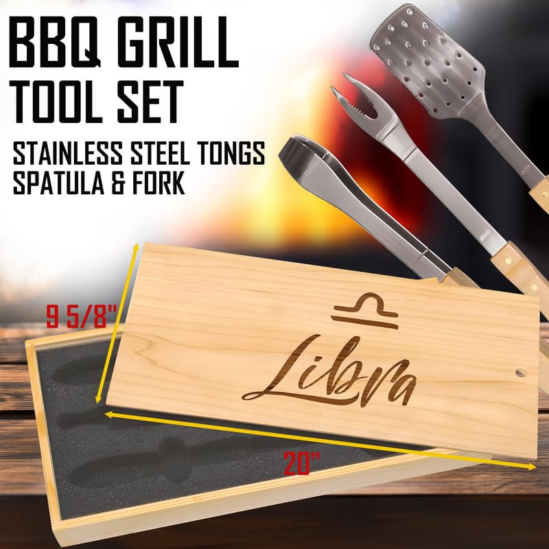 Set de BBQ Libra con espátula, pinzas y tenedor en caja miniatura 3