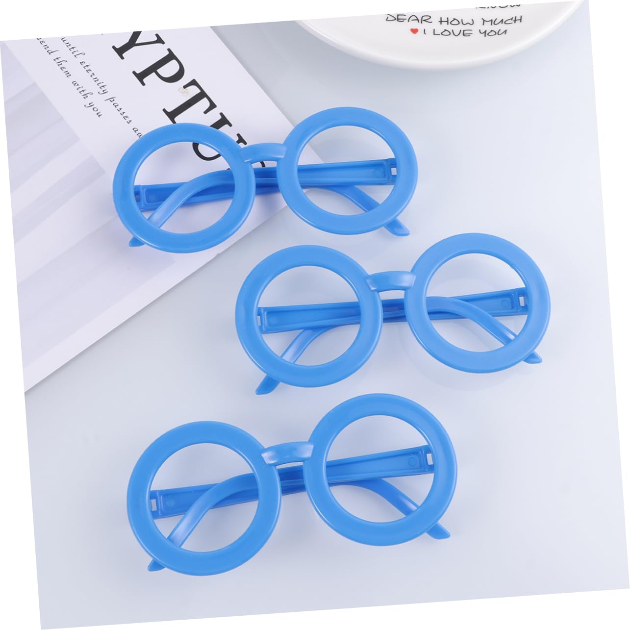 LIFKOME Occhiali da Festa per Bambini 12 Pezzi Montatura Rotonda senza Lenti in Plastica Pp Color Blu Accessorio per Travestimenti e Compleanni