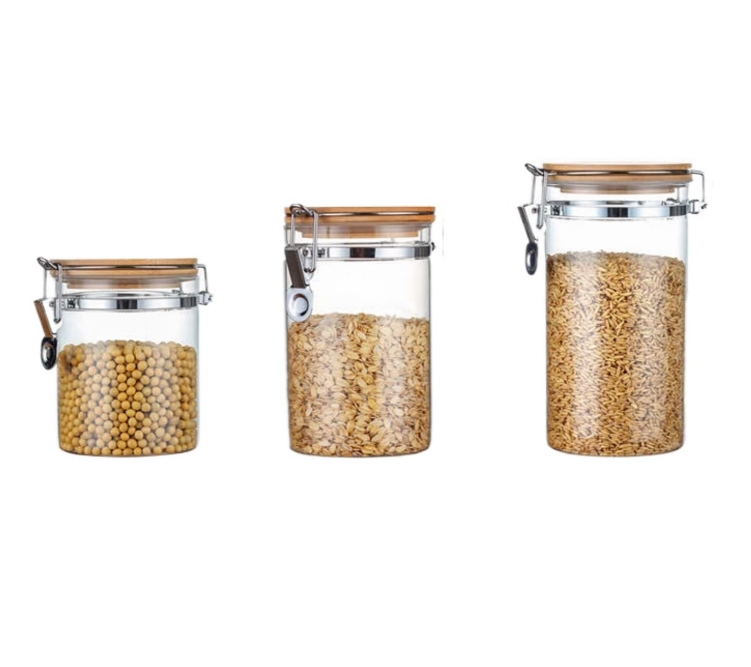 Ouyue Transparent Storage Jars With Lid 3Pcs Glass Storage Canister With Airtight Lid Decorative Container Jar Pantry Organization
