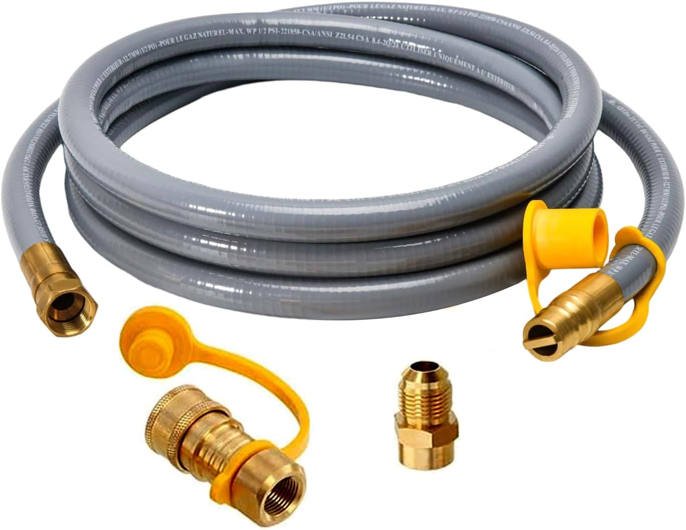 ABYDA 10Feet 1/2" ID Natural Gas Hose Low Pressure LPG Hose with Quick Connect -for BBQ, Grill, Pizza Oven, Patio Heater, and More - Propane to Natural Gas Conversion Kit - CSA Certified