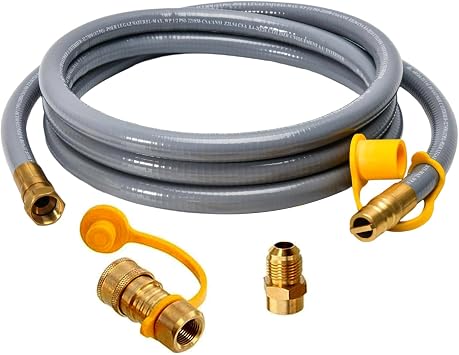 ABYDA 10Feet 1/2" ID Natural Gas Hose with Quick Connect, Propane to Natural Gas Conversion Kit for BBQ, Grill, Generator, Pizza Oven, Patio Heater and More, CSA Certified