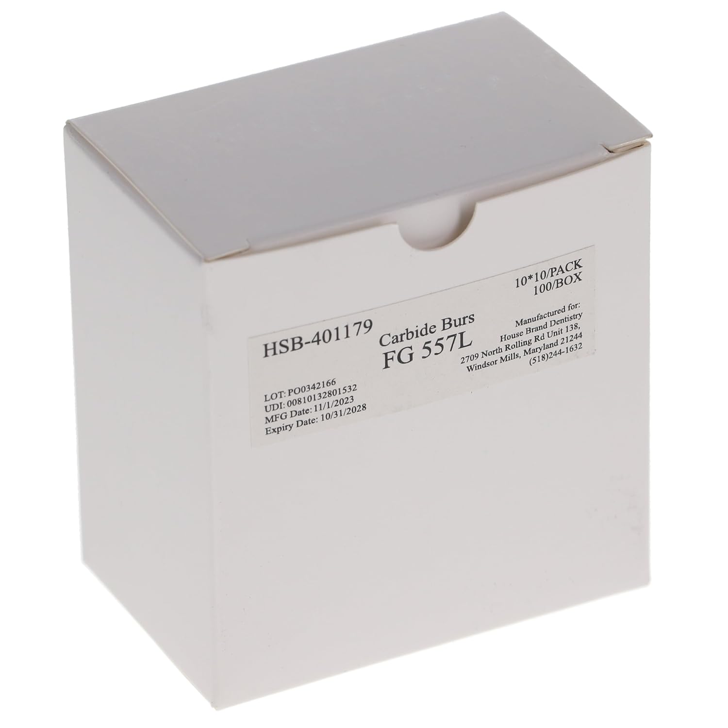 401179 HSB FG Long #557 Straight Fissure Crosscut Carbide Burs 100/Pk