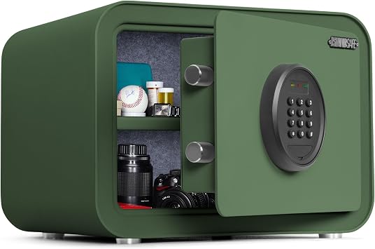 Digital Safe Box, 1.0 Cu.ft Heavy Duty Solid Steel Home Safe with Keypad, Small Personal Security Lock Box for Money, Jewelry, Anti-Theft Money Box for Hotel, Dorm, Office Green