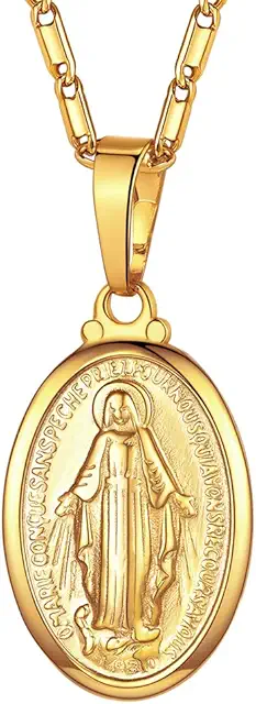 Virgin Mary Necklace for Women & Girls - Sterling Silver/Gold Plated Religious Pendant