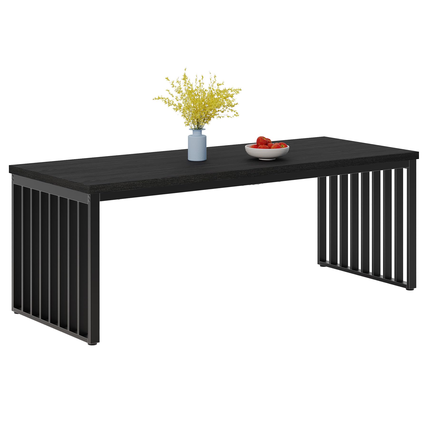 Tribesigns mesa y comedor industrial para 6-8 personas, rectangular de 180 cm, con marco de metal resistente