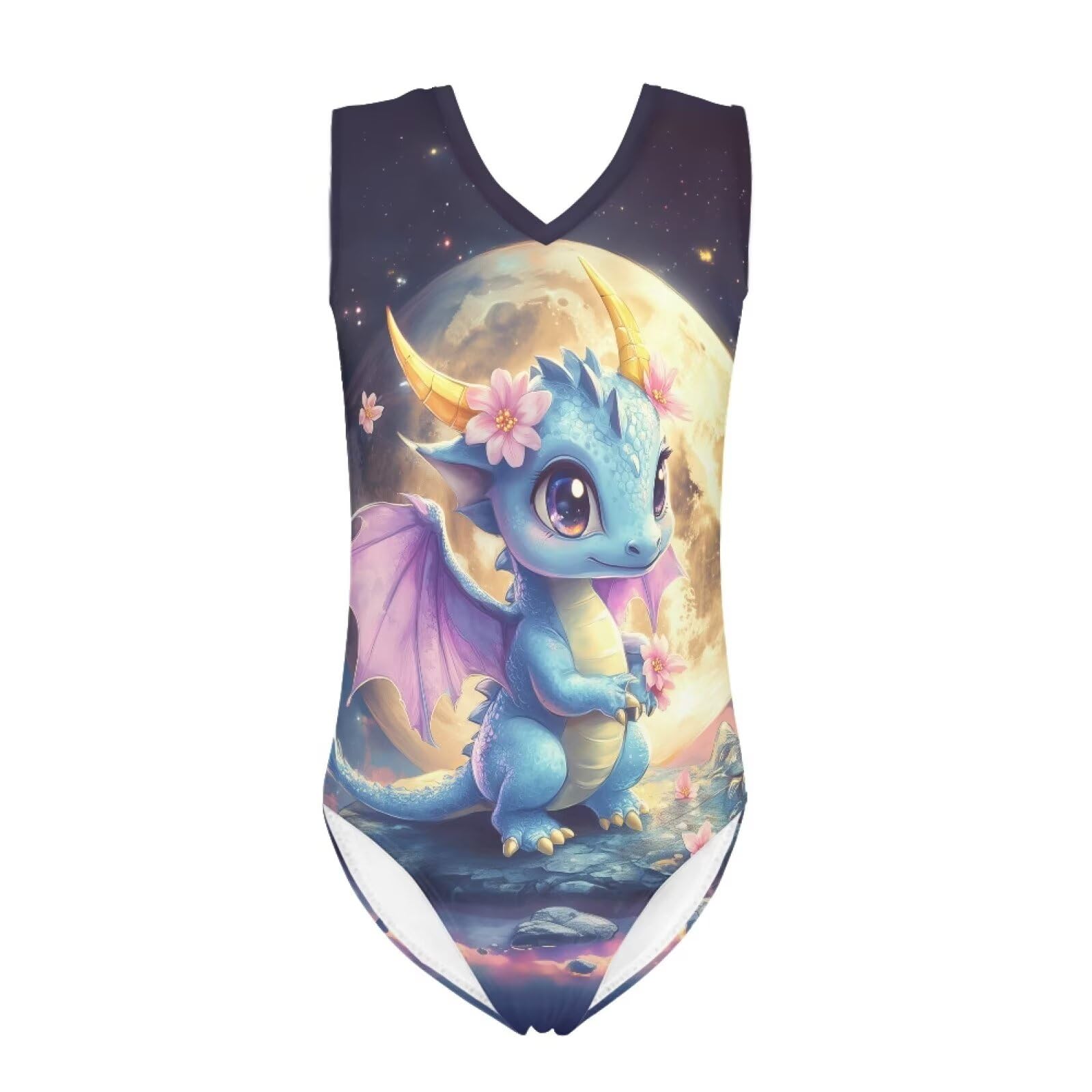 Girls Swimsuits Size 3-14 Kids Summer Sleeveless One Piece Bathing Suit Beach V-Neck