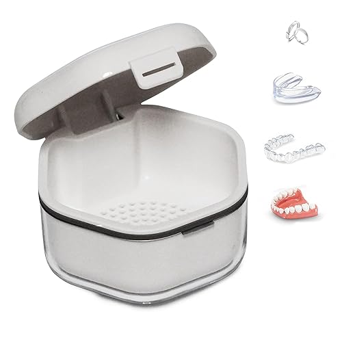 Estuche limpiador de retenedores, copa de dentadura para remojar dentaduras postizas, caja de prótesis a prueba de fugas, equipada con compartimento