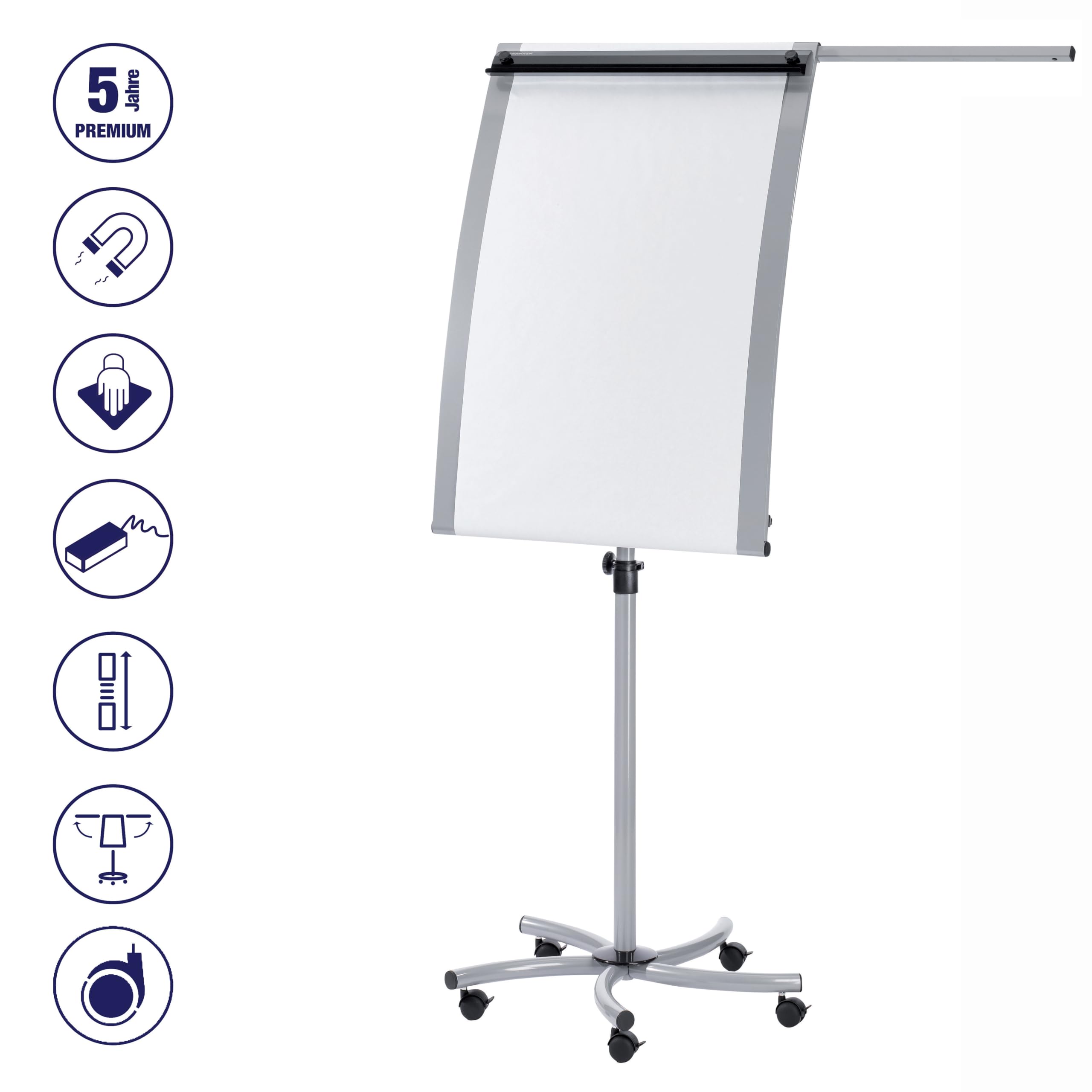 Franken EuroLine F2016 - Lavagna portablocco mobile, diametro 70 cm, 21,5 kg, 70 x 103 cm, colore: argento