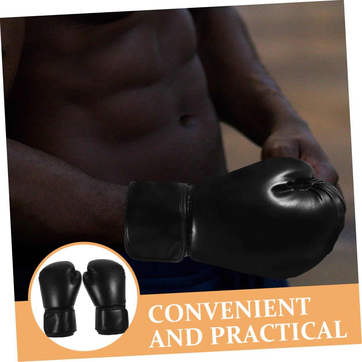 Toyvian Guanti da Boxe da Allenamento Professionali in Pu Nero, Antiscivolo e Confortevoli, per Workout Fitness e Muay Thai,