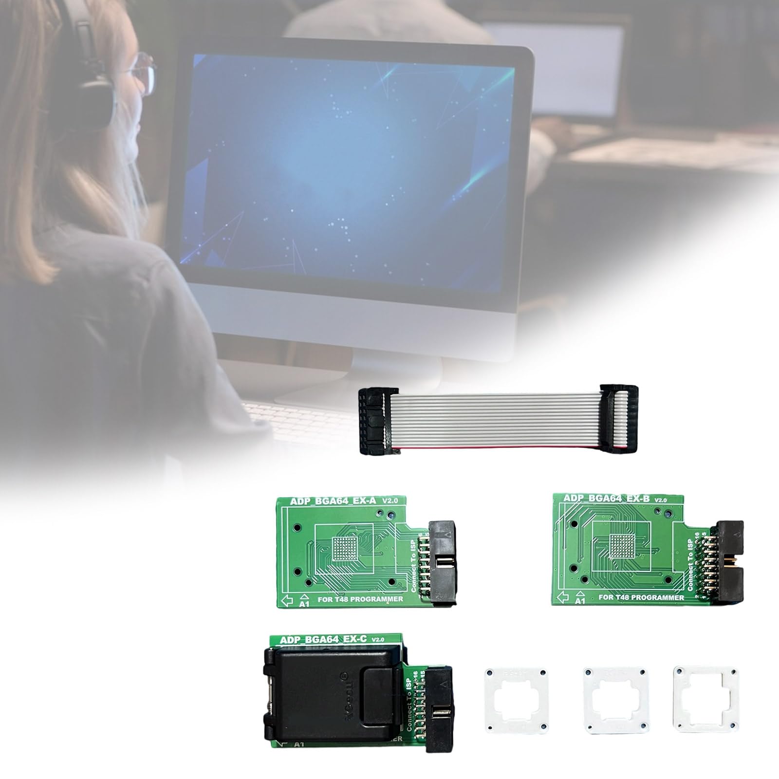 BGA64 Presa di prova per programmatori specifici T48 Forma ad alta precisione Sonde durevoli per ingegneri elettronici Posizionamento preciso del chip