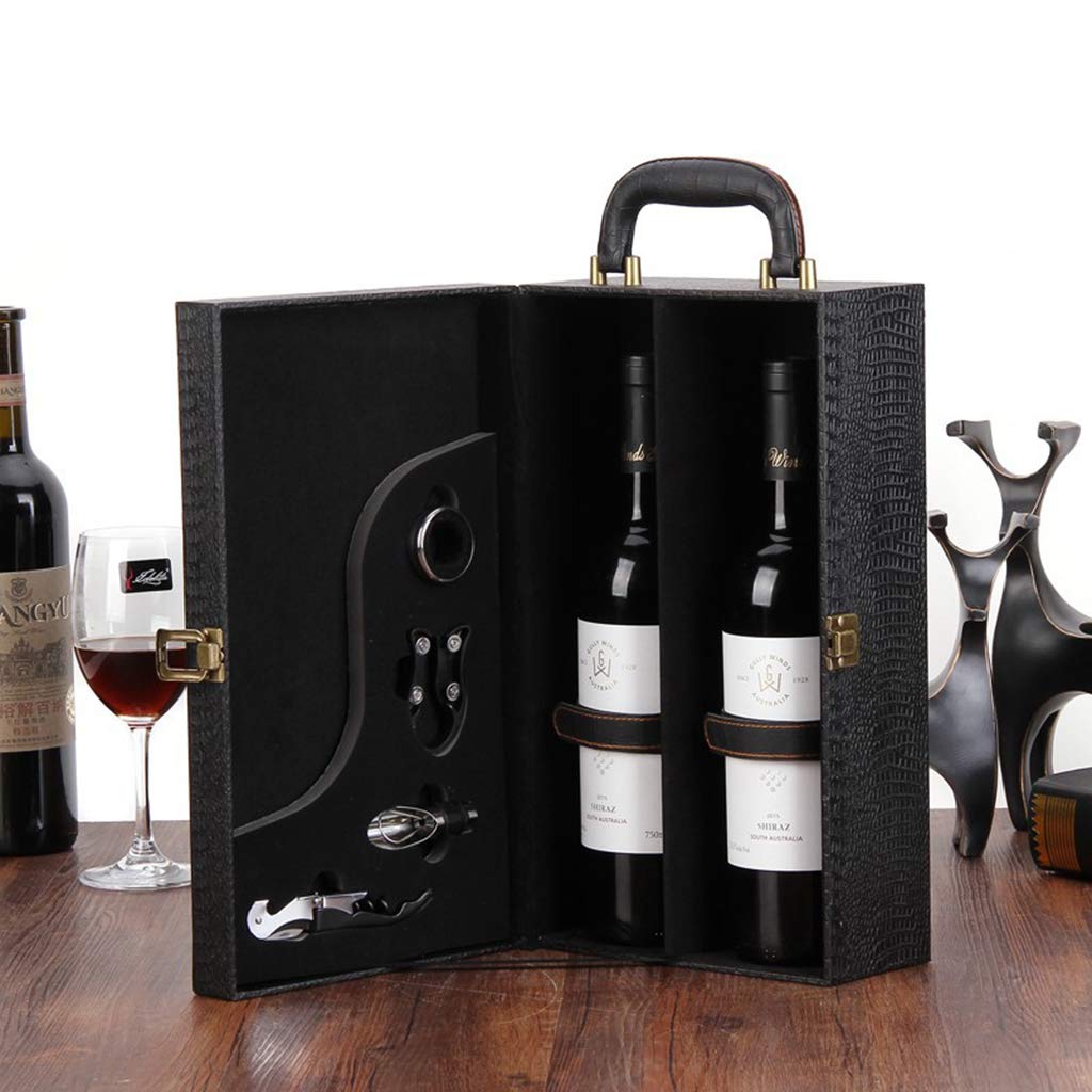 boîte de Bouteille de vin en Cuir Sac de Luxe 2 vin Rouge Champagne fourre-Tout poignée de Transport étui de Voyage Organisateur Cadeau