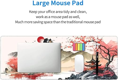 Miniatura 7 de Alfombrilla de mouse para juegos de acuarela japonesa Sakura, diseño de flor de cerezo, XL, extendida, base de goma antideslizante, impermeable, con
