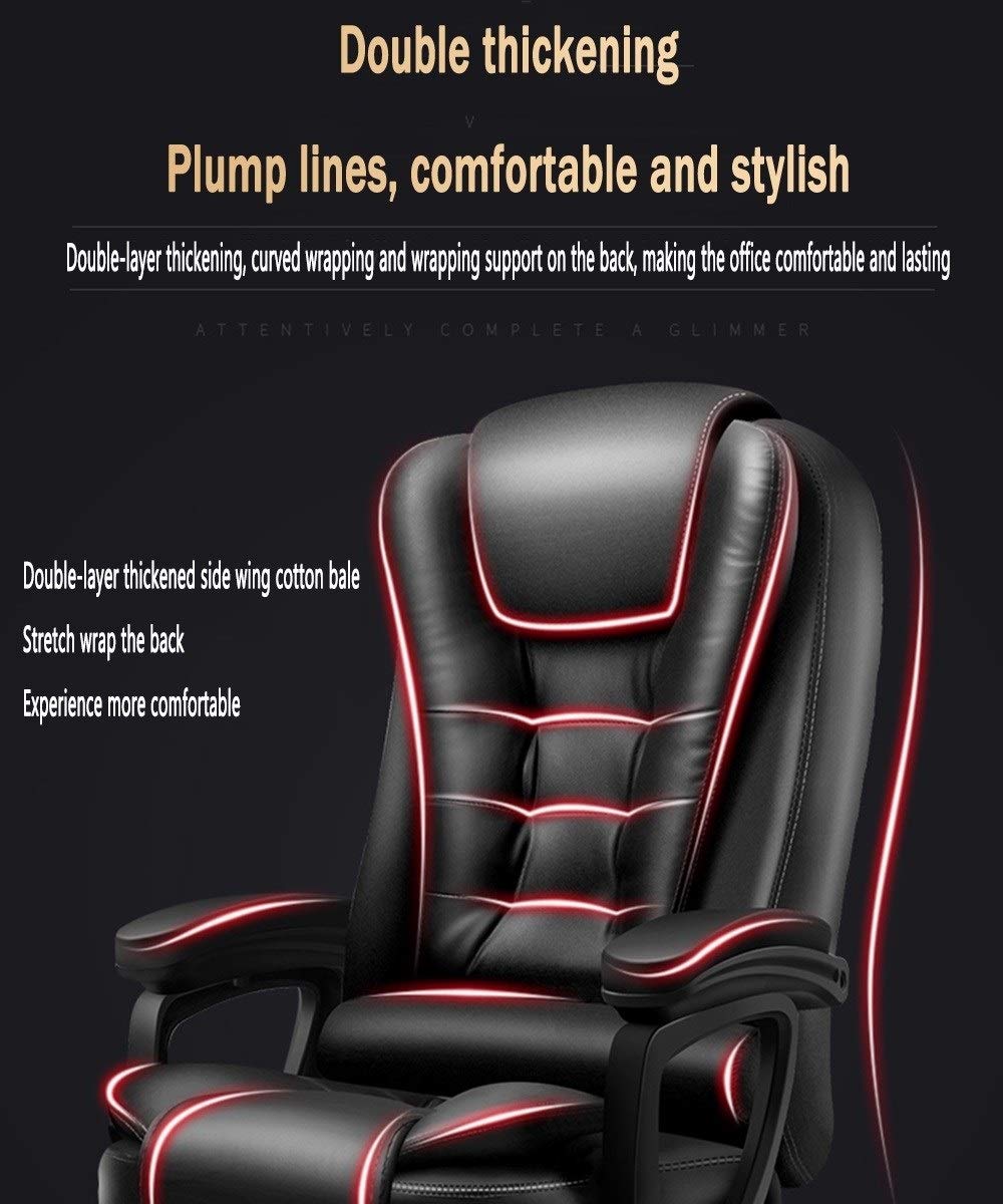 Poltrona girevole per computer, sedia da ufficio, schienale alto, design ergonomico, carico 150 kg, massaggio, meccanismo di inclinazione reclinabile in PU con poggiapiedi, utilizzata per mobili da