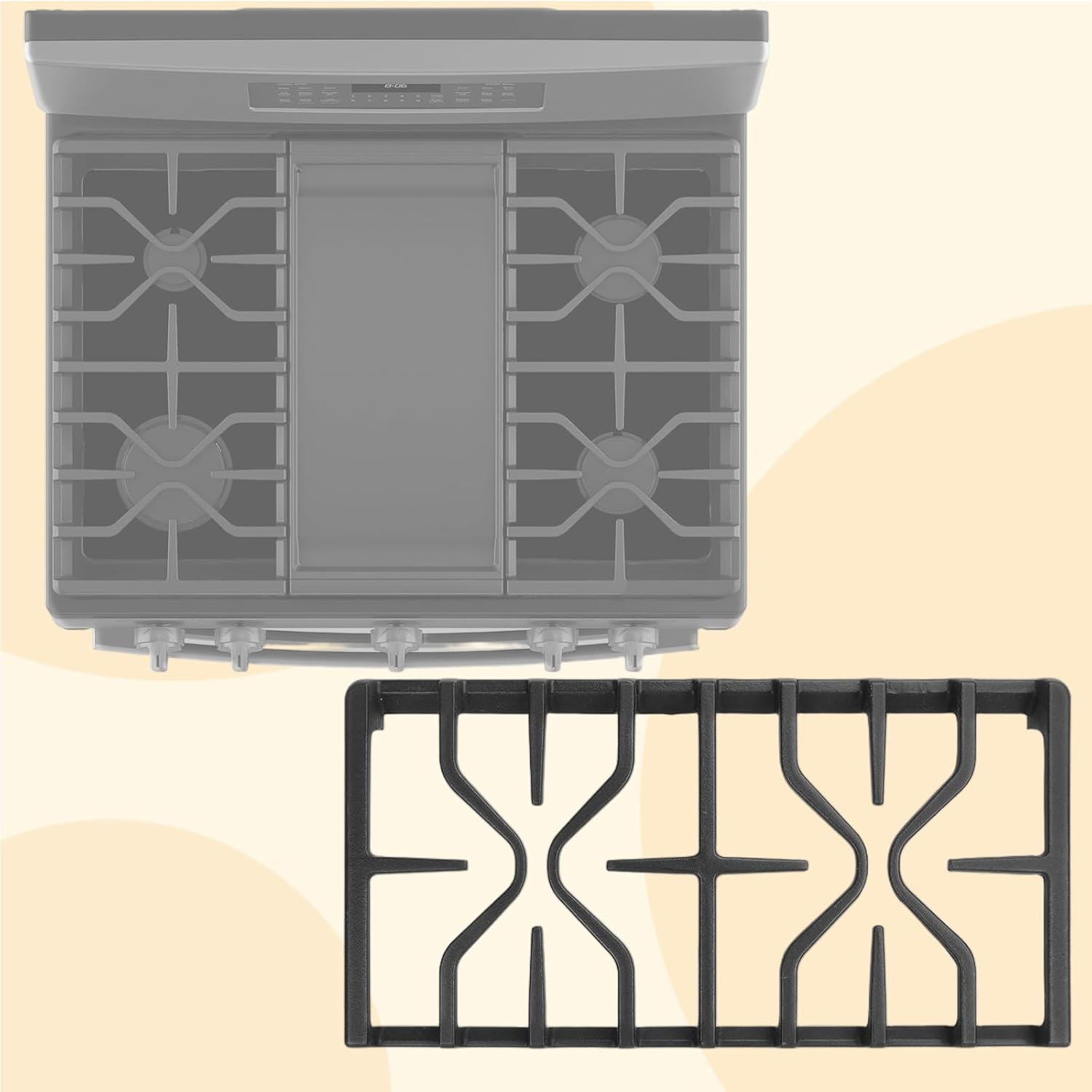 WB31X27151 Stove Grate Replacement Parts For GE Burner Grate, for GE Gas Stove Burner Replacement, WB31X24736 Cast Iron Stove for GE Gas Stove Parts Surface Burner Side Grate, 1 Packs